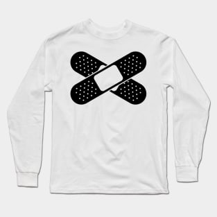 Two Bandaids Crossed Over Long Sleeve T-Shirt